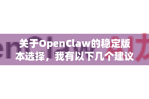 关于OpenClaw的稳定版本选择，我有以下几个建议-第1张图片-OpenClaw下载中文-AI中文智能体