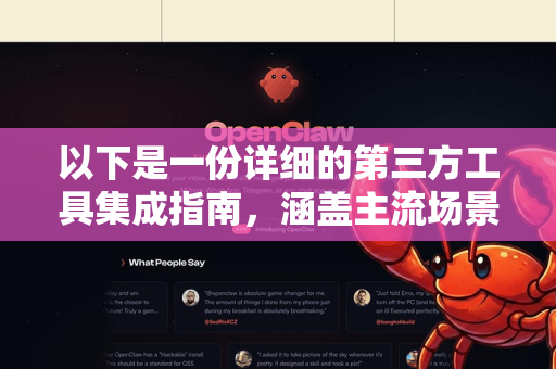 以下是一份详细的第三方工具集成指南，涵盖主流场景